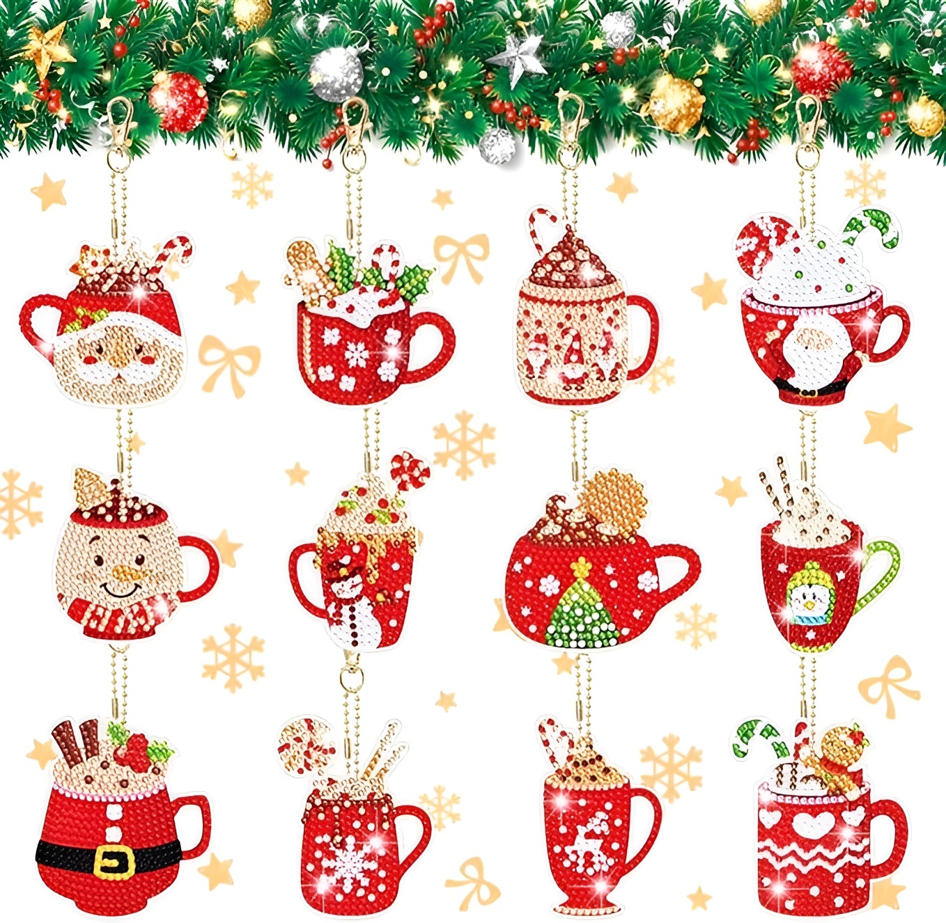 6Pcs Make Your Own GEM Art Keychains