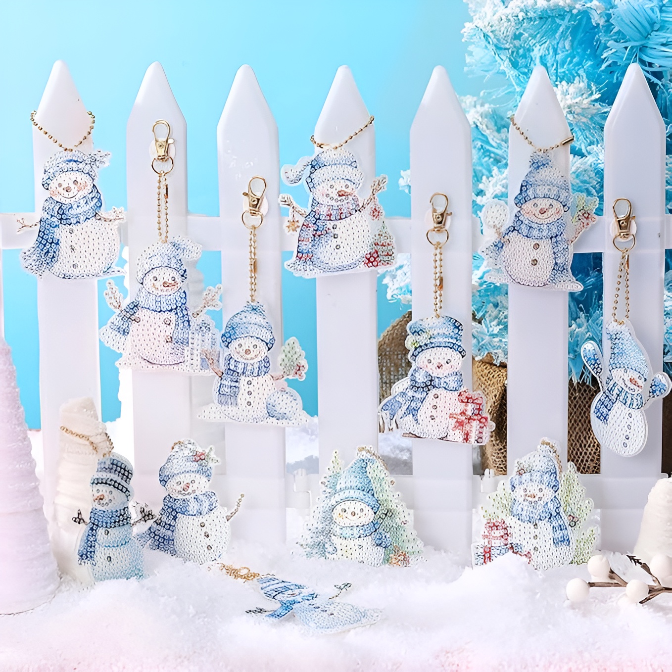 12 Pcs Diamond Art Christmas Ornaments Snowman Diamond Painting Kit