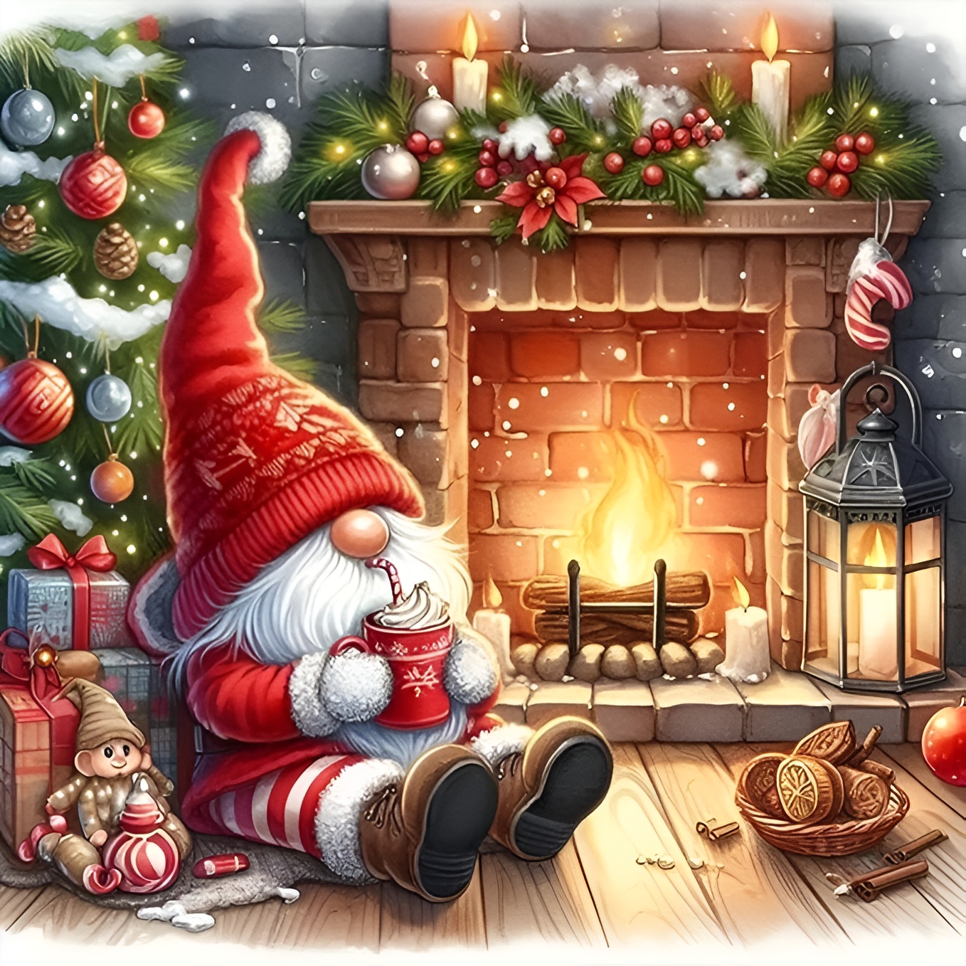 5D Round Full Drill Winter Gem Painting Crafts Kit