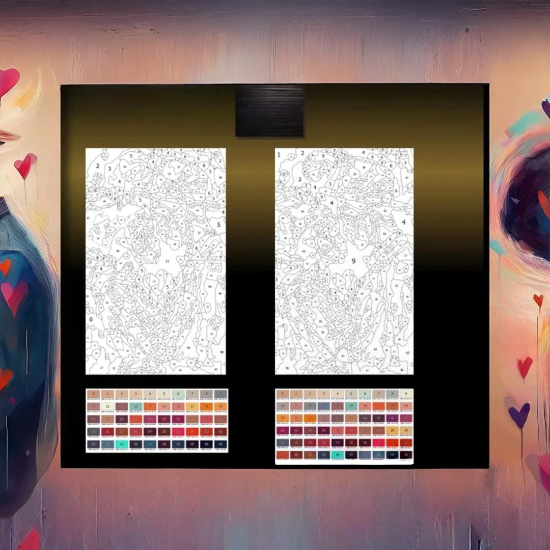 Black Valentines Couple Color By Numbers