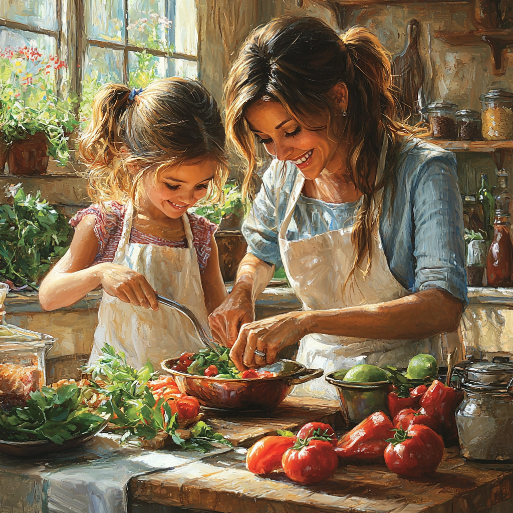 A Symphony Of Flavors: Family Cooking Class At Home Paint By Diamonds Kits