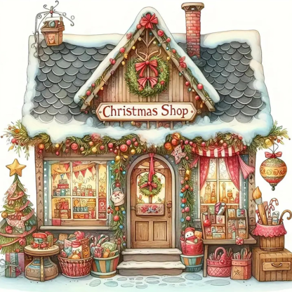 Christmas House Themed Diamond Art Painting Kit