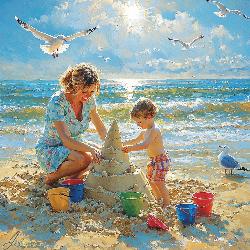 Waves Of Joy: Building Sandcastles By The Shore Diamonded Painting Kits
