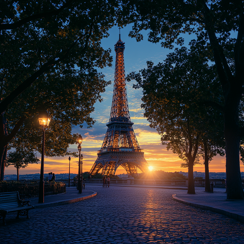 Eiffel Tower Sunset View paint by color