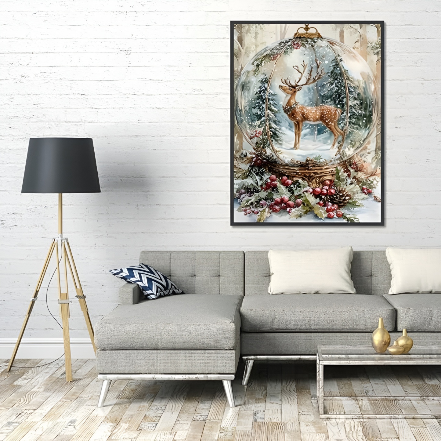 DIY 5D Diamond Art Kit for Adults with Gnome and Snowman Holiday Theme