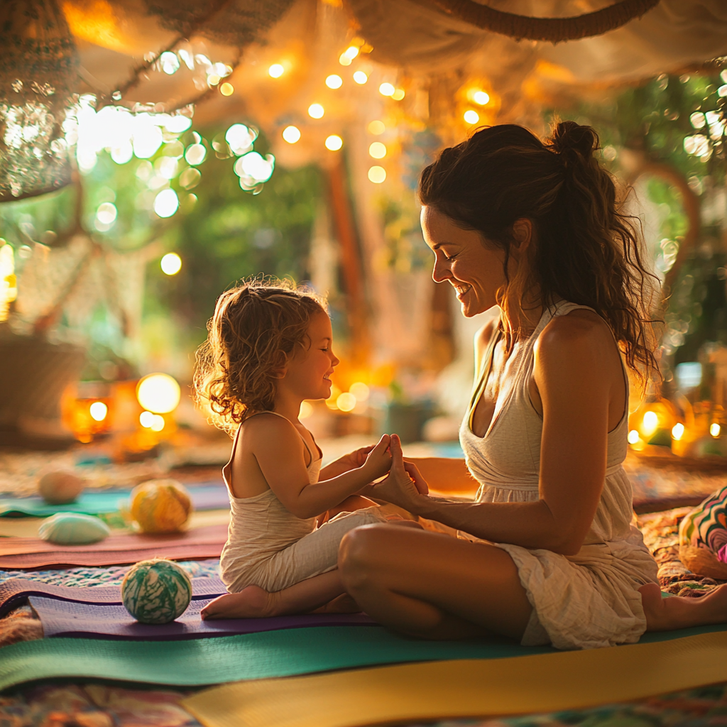 Sweet Serenity: A Mother-Child Yoga Session Diamonded Painting Kits