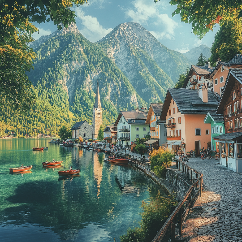 Hidden Hallstatt Lakeside Village diamonded painting kits