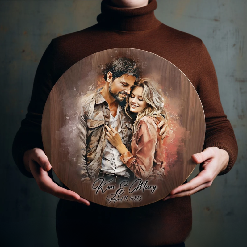 Custom Couple Portrait Wood Wall Art