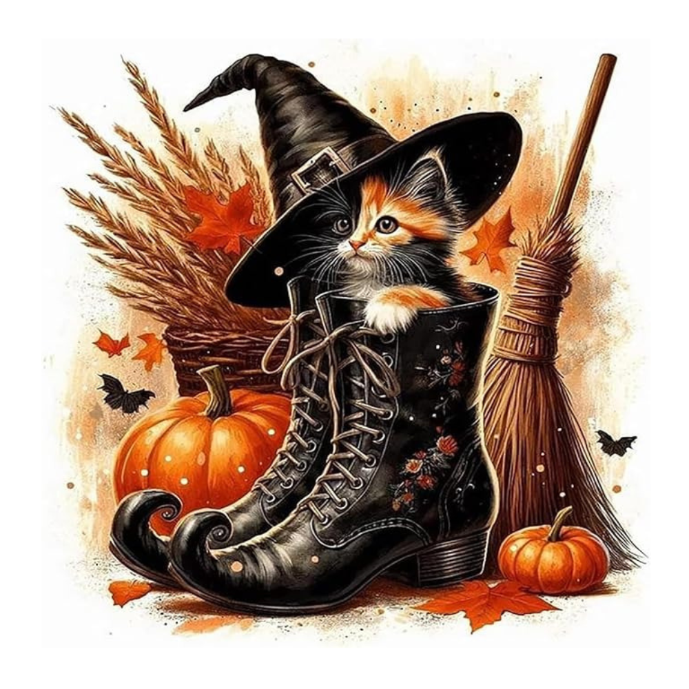 Autumn Moon Night Halloween Wall Decor Paint By Diamonds Kit