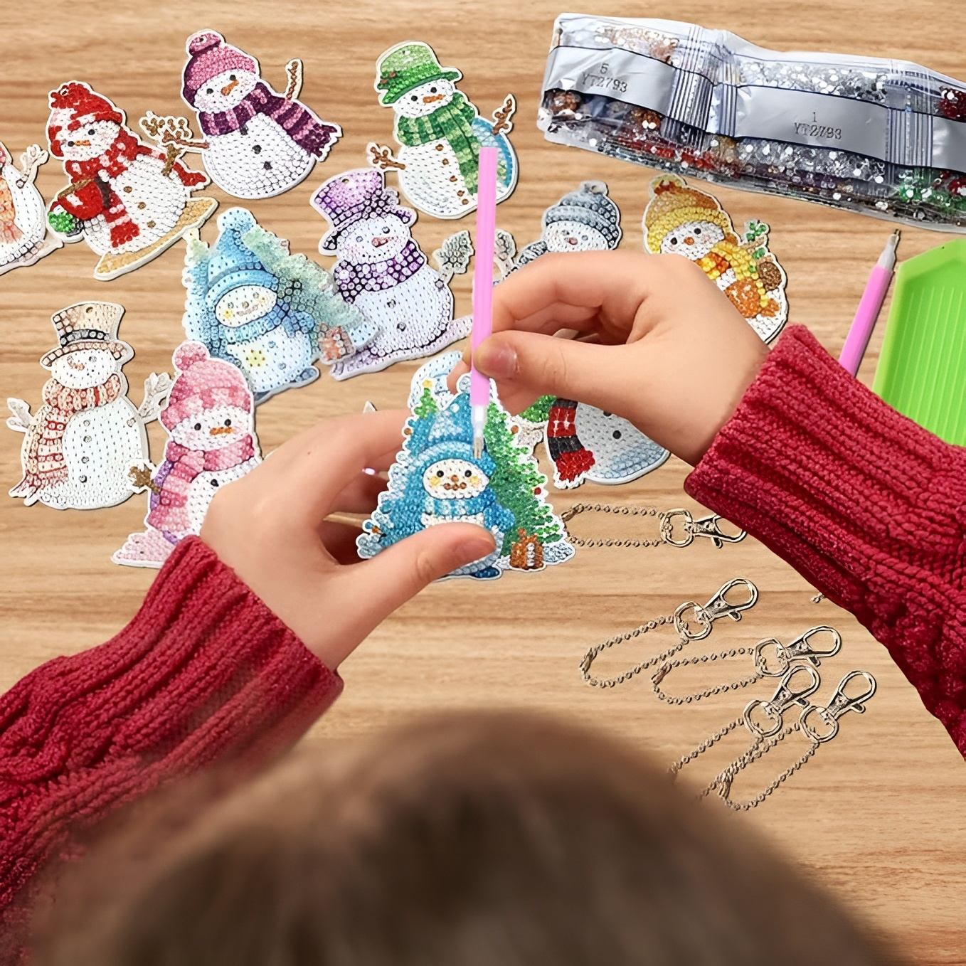 12 Pcs Diamond Art Christmas Ornaments Snowman Diamond Painting Kit