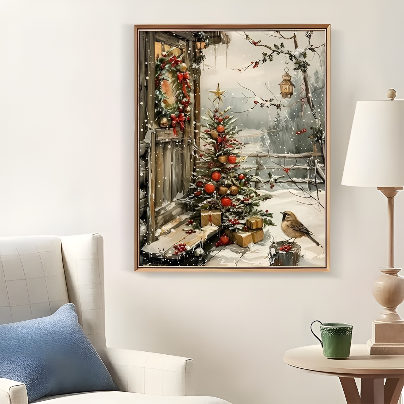 Christmas Tree House Bird Diamond Painting Kits for Adults