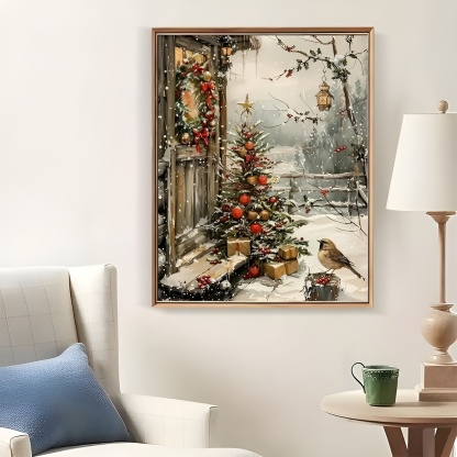 Christmas Tree House Bird Diamond Painting Kits for Adults