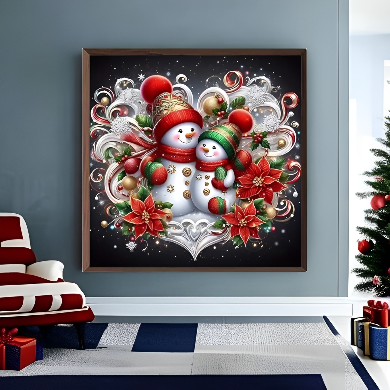 5D Round Full Drill Winter Gem Painting Crafts Kit