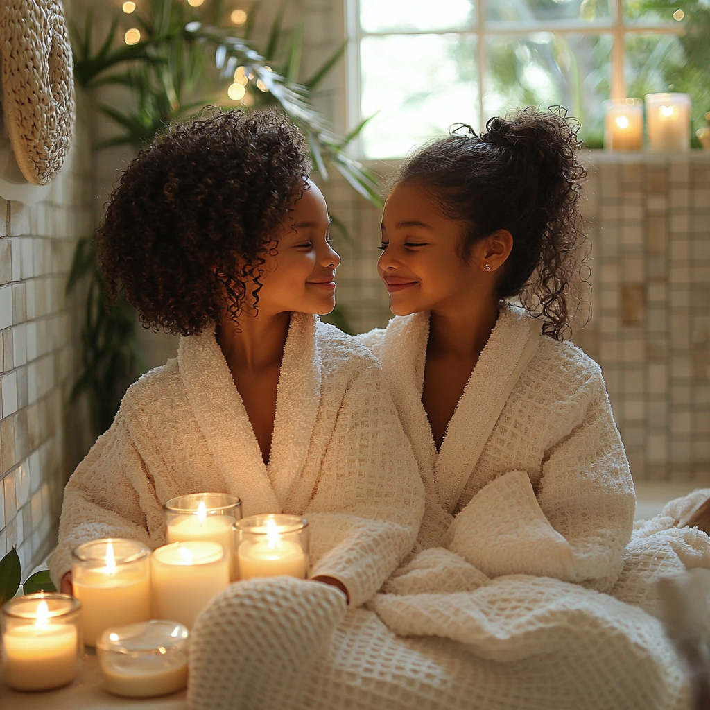 Gentle Waves: A Mother-Child Spa Day Paint By Diamond