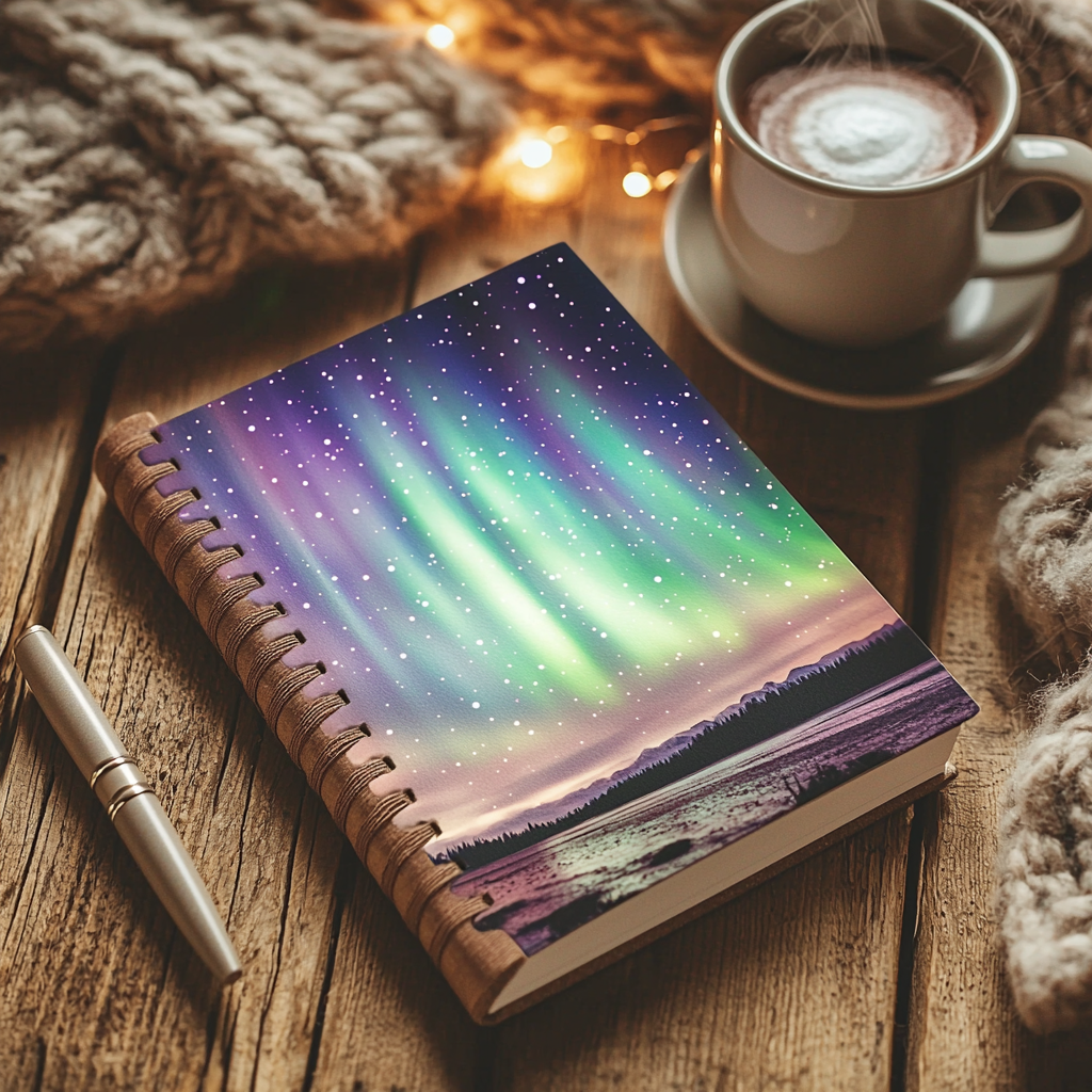 Aurora's Embrace: Mother-Child Northern Lights Journal Painting Diamond Kit