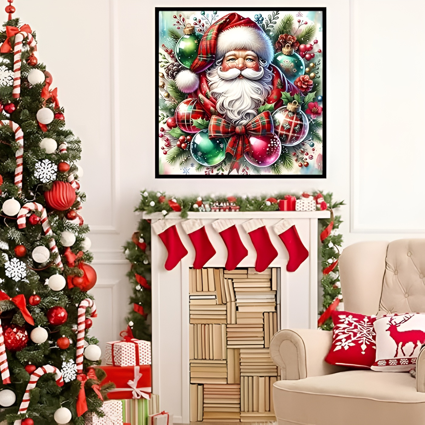 DIY 5D Christmas Diamond Art Kit with Round Drill for Holiday Decor