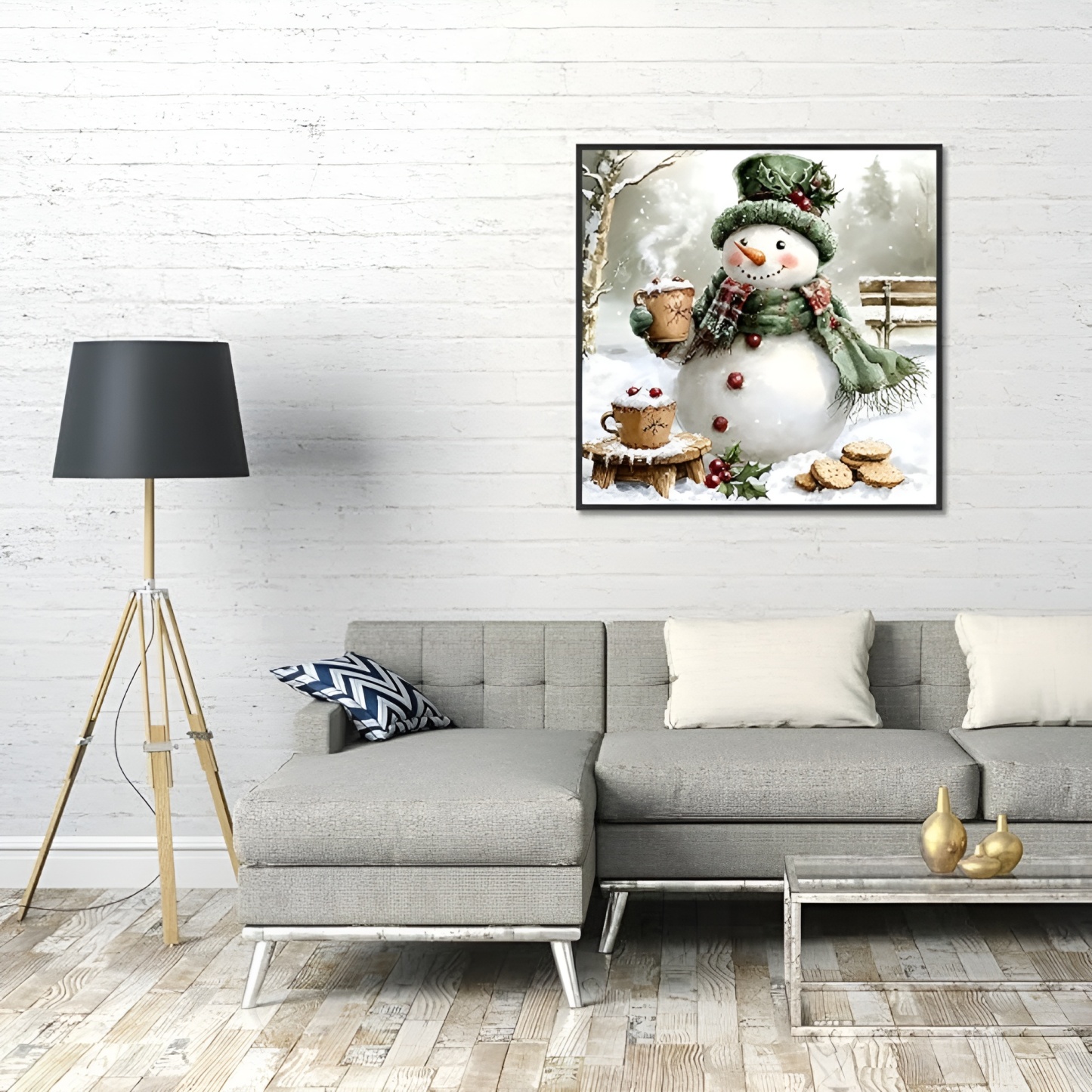 DIY 5D Diamond Art Kit for Adults with Gnome and Snowman Holiday Theme