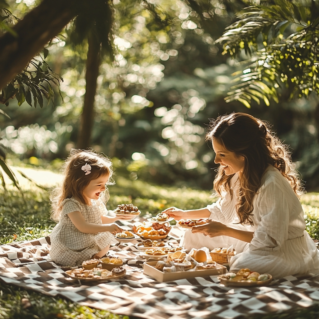 Sun-Kissed Retreat: A Mother-Child Picnic Paint By Diamond