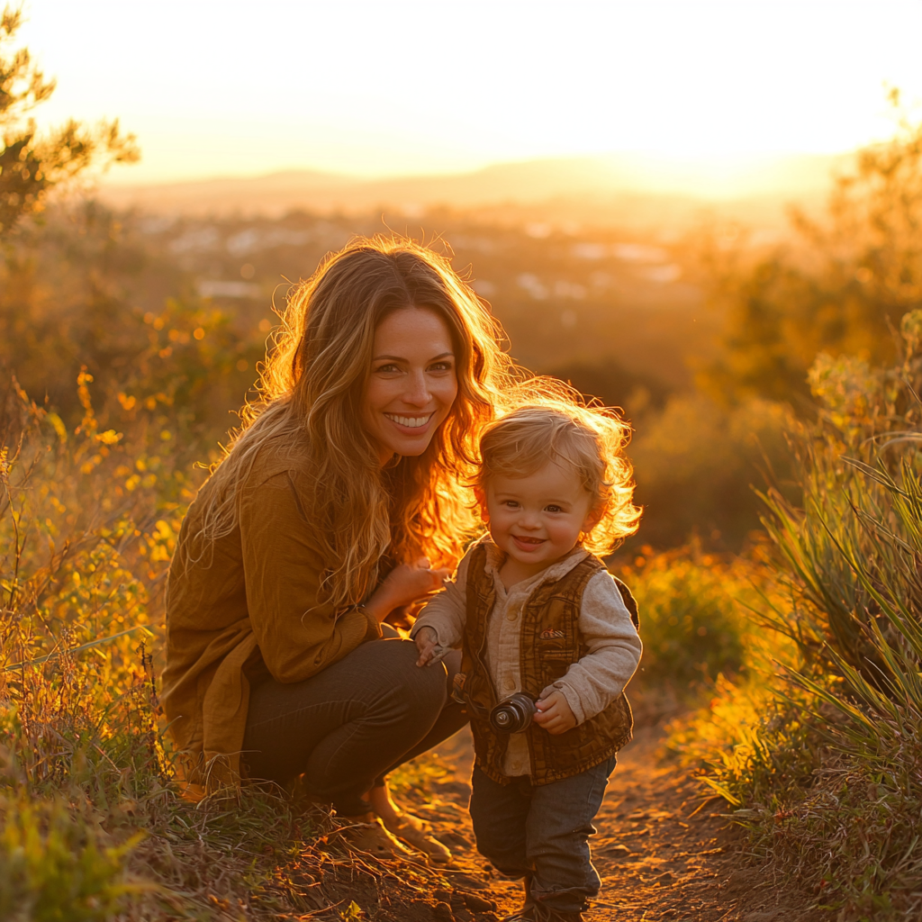 Golden Hour Reflections: A Family Photo Walk At Sunset Paint By Diamonds Kits