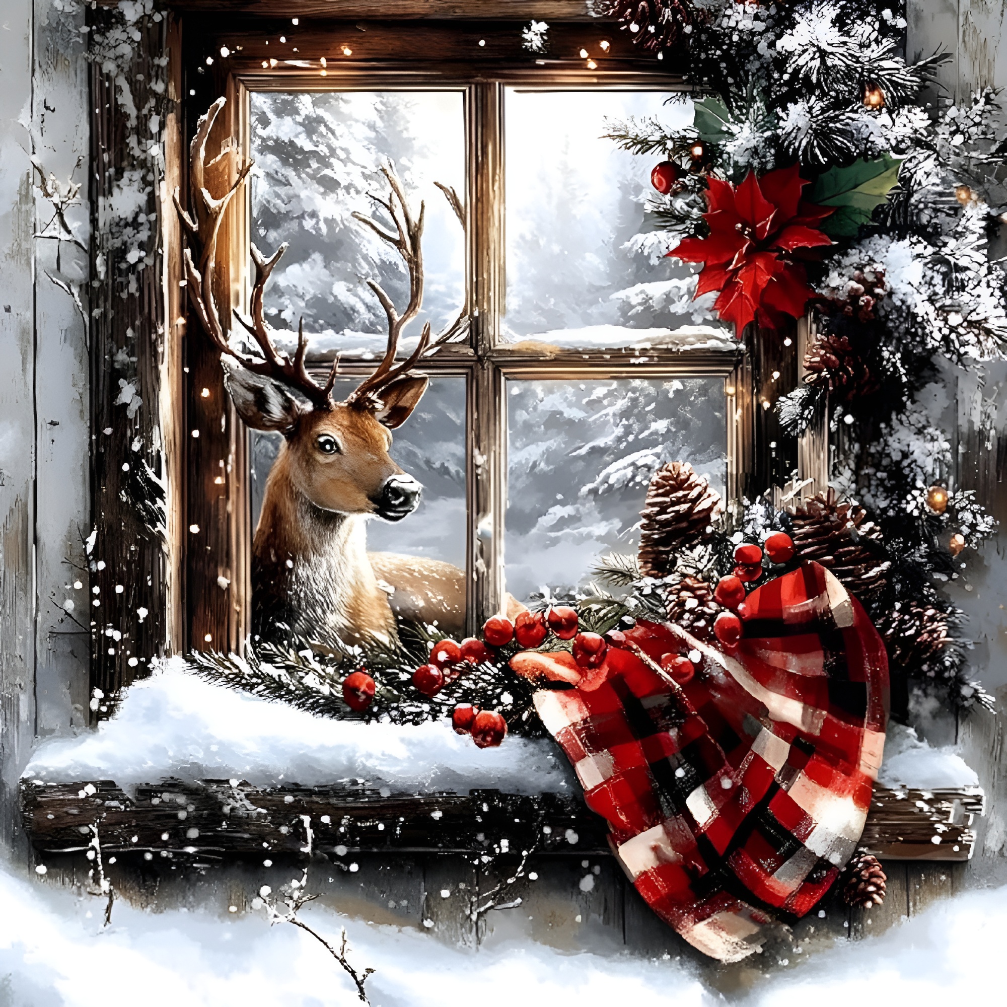 DIY 5D Diamond Art Kit for Adults with Gnome and Snowman Holiday Theme