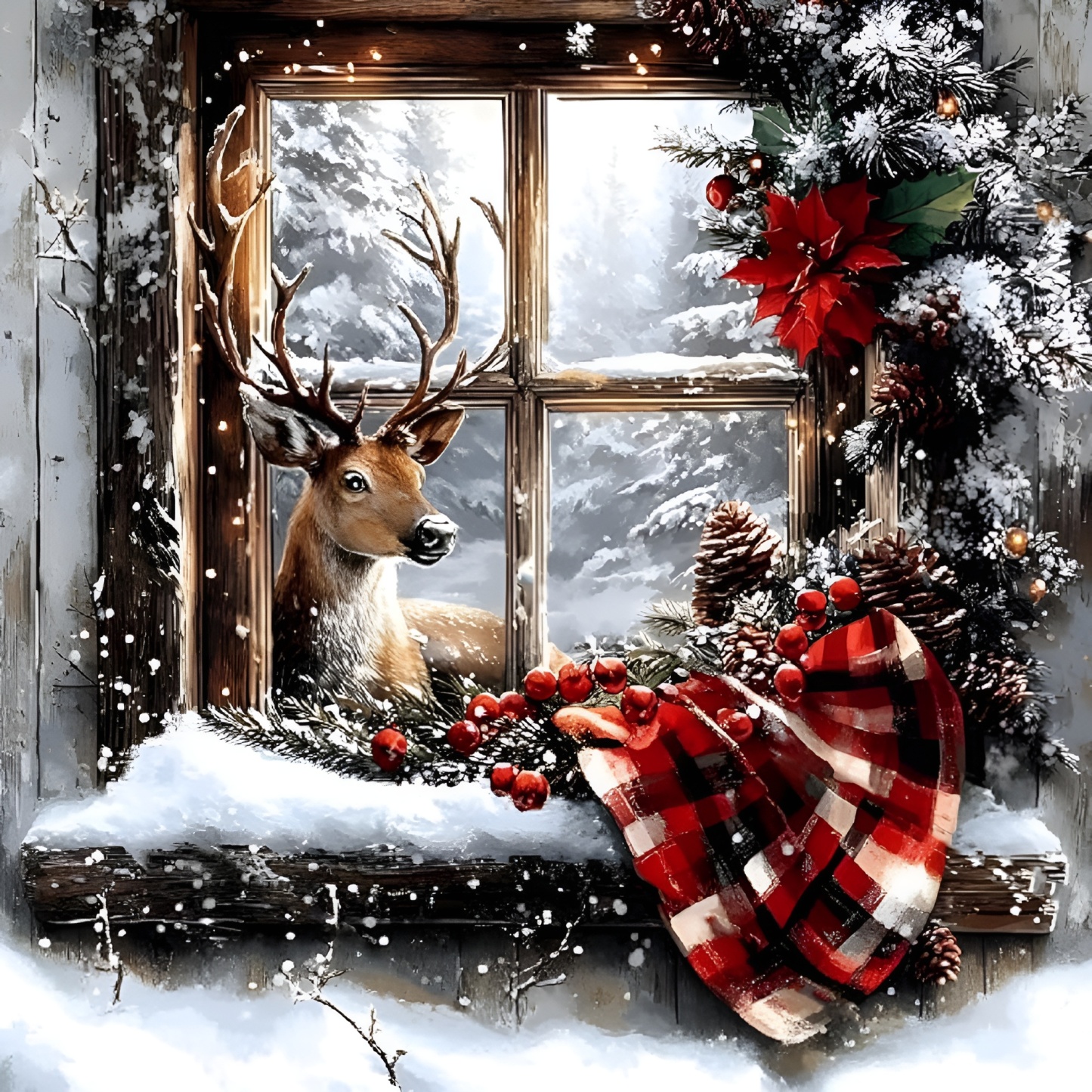 DIY 5D Diamond Art Kit for Adults with Gnome and Snowman Holiday Theme