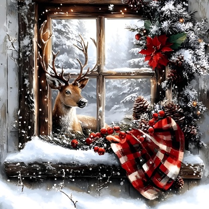 DIY 5D Diamond Art Kit for Adults with Gnome and Snowman Holiday Theme