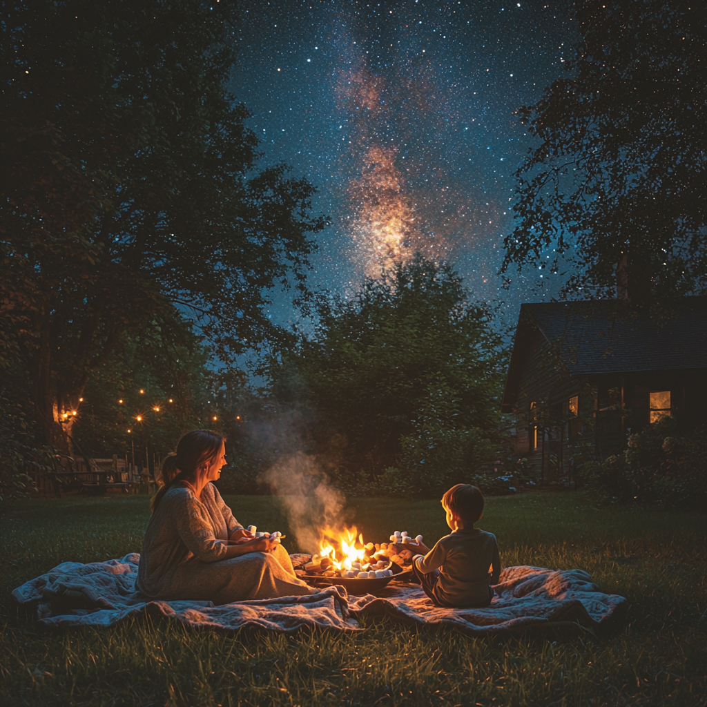 Starlit Connections: A Campfire Night Under The Stars Paint By Diamonds Kits