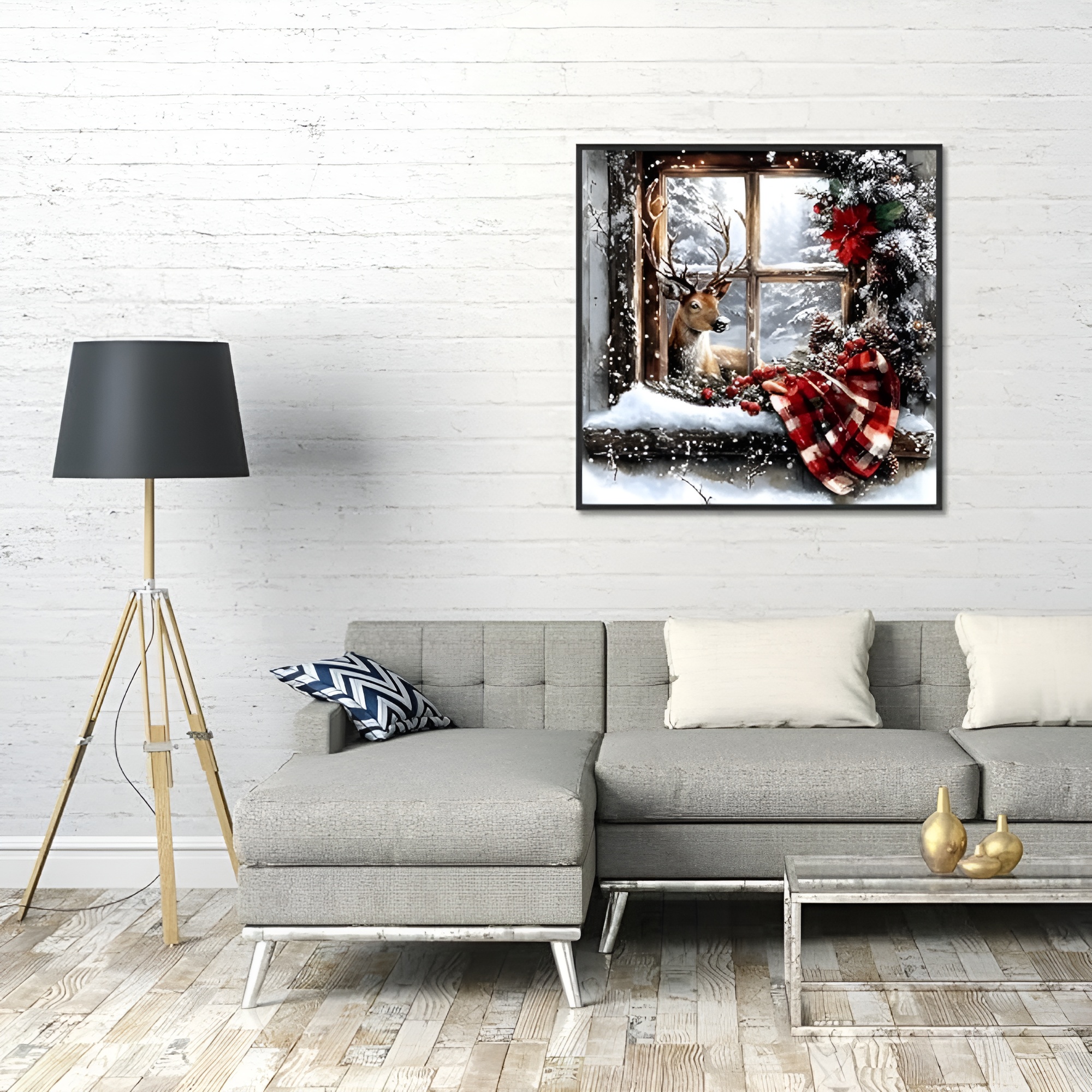 DIY 5D Diamond Art Kit for Adults with Gnome and Snowman Holiday Theme