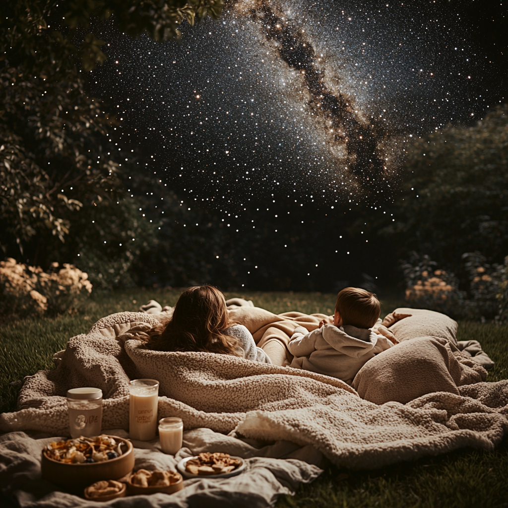Under The Moonlight: A Mother-Child Stargazing Night Paint By Diamond