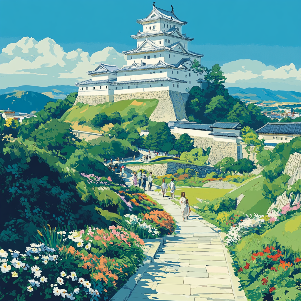 Himeji Castle Overlook diamonded painting kits