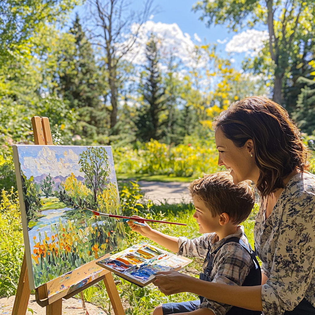 Nature's Palette: A Family Outdoor Painting Day Paint By Diamonds Kits