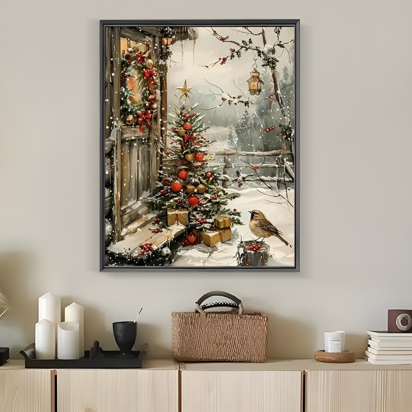 Christmas Tree House Bird Diamond Painting Kits for Adults