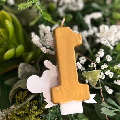 Cherry Bow Number Birthday Candle with Custom Name