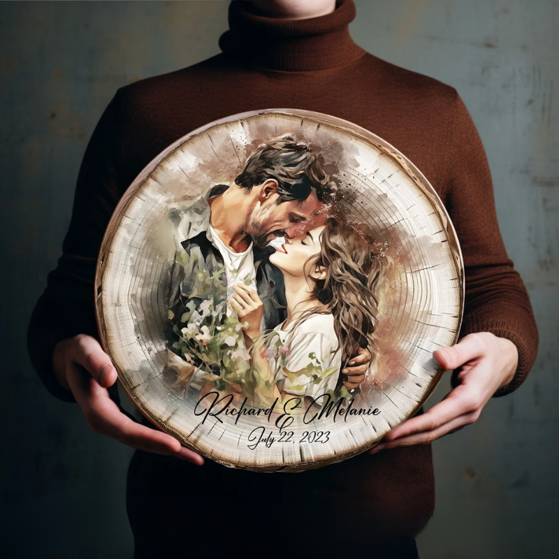 Custom Couple Portrait Wood Wall Art