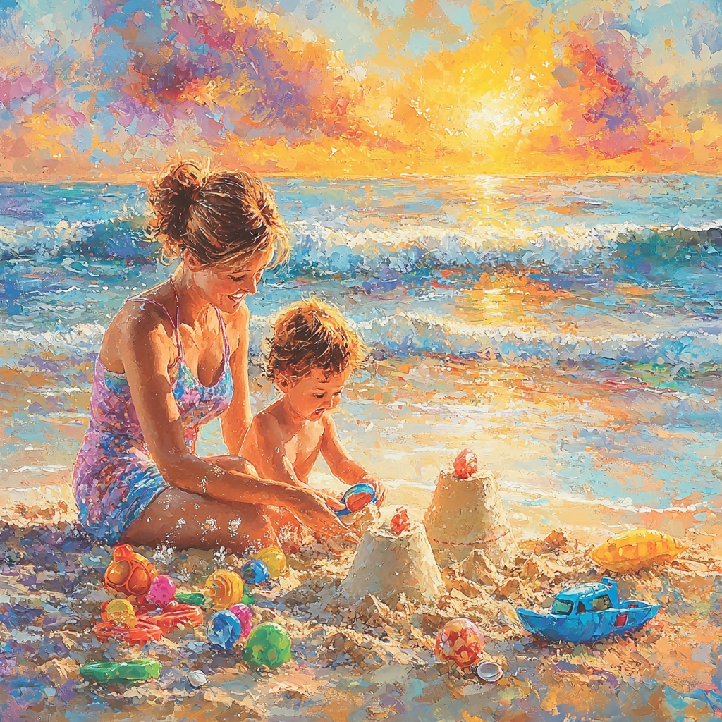 Gentle Breeze: A Day At The Beach Together Paint By Diamond
