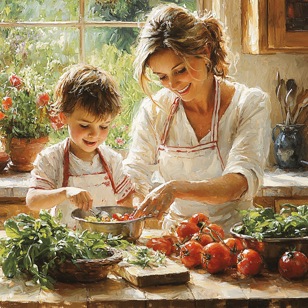 Harmony In The Kitchen: A Family Cooking Class Paint By Diamonds Kits