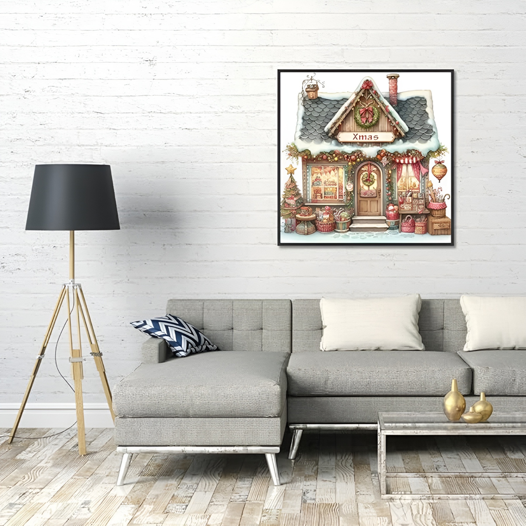 DIY 5D Diamond Art Kit for Adults with Gnome and Snowman Holiday Theme