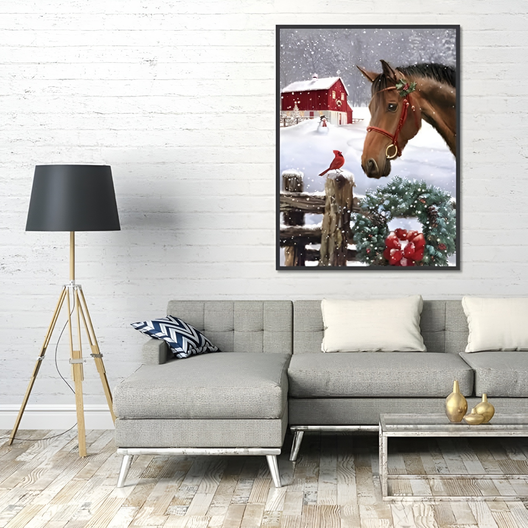 DIY 5D Diamond Art Kit for Adults with Gnome and Snowman Holiday Theme