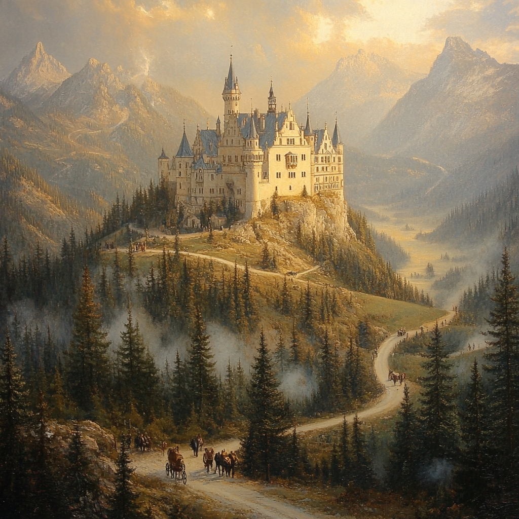 Neuschwanstein Castle Forest Vista paint by color