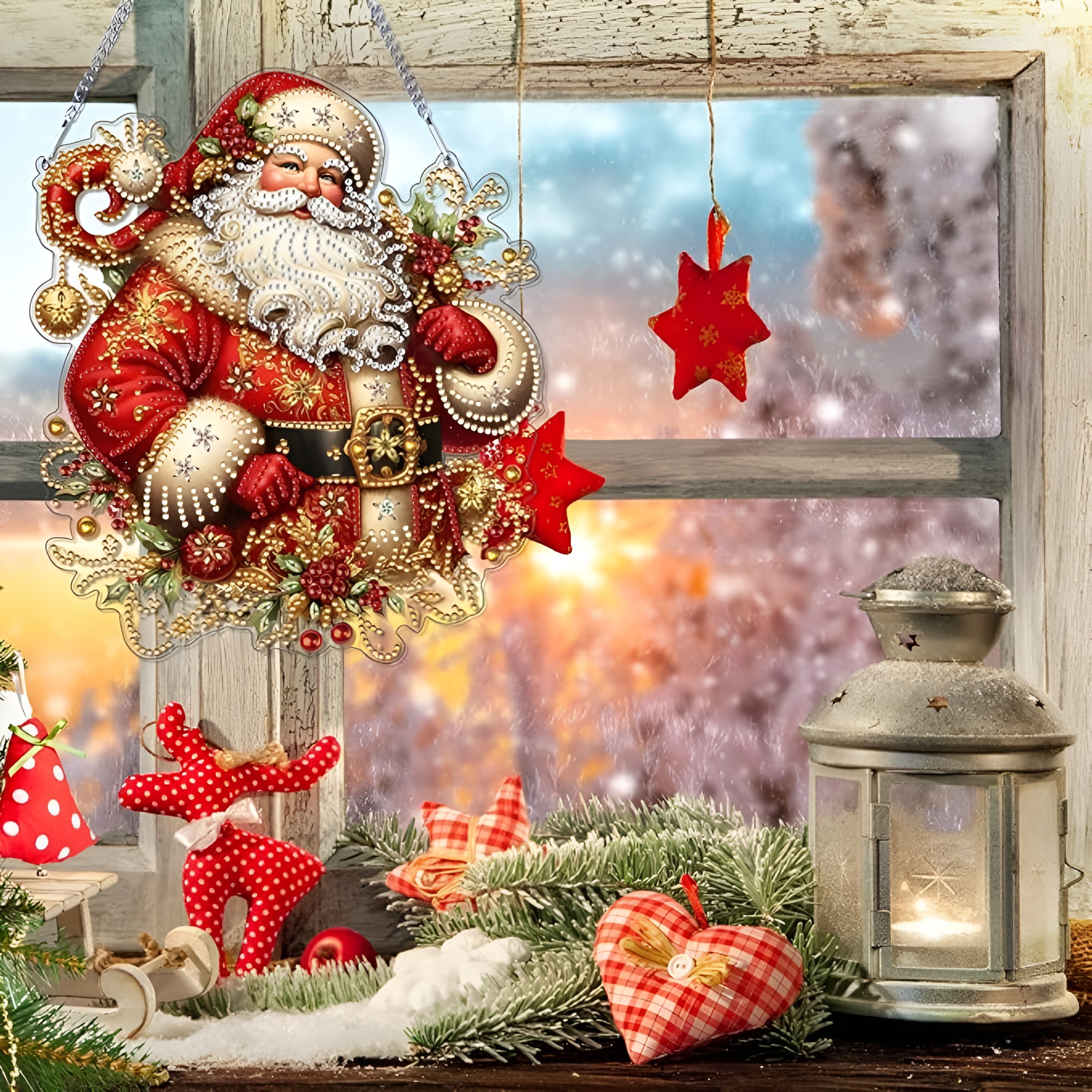 DIY Christmas Ornament Diamond Art Kit with Double Sided Design