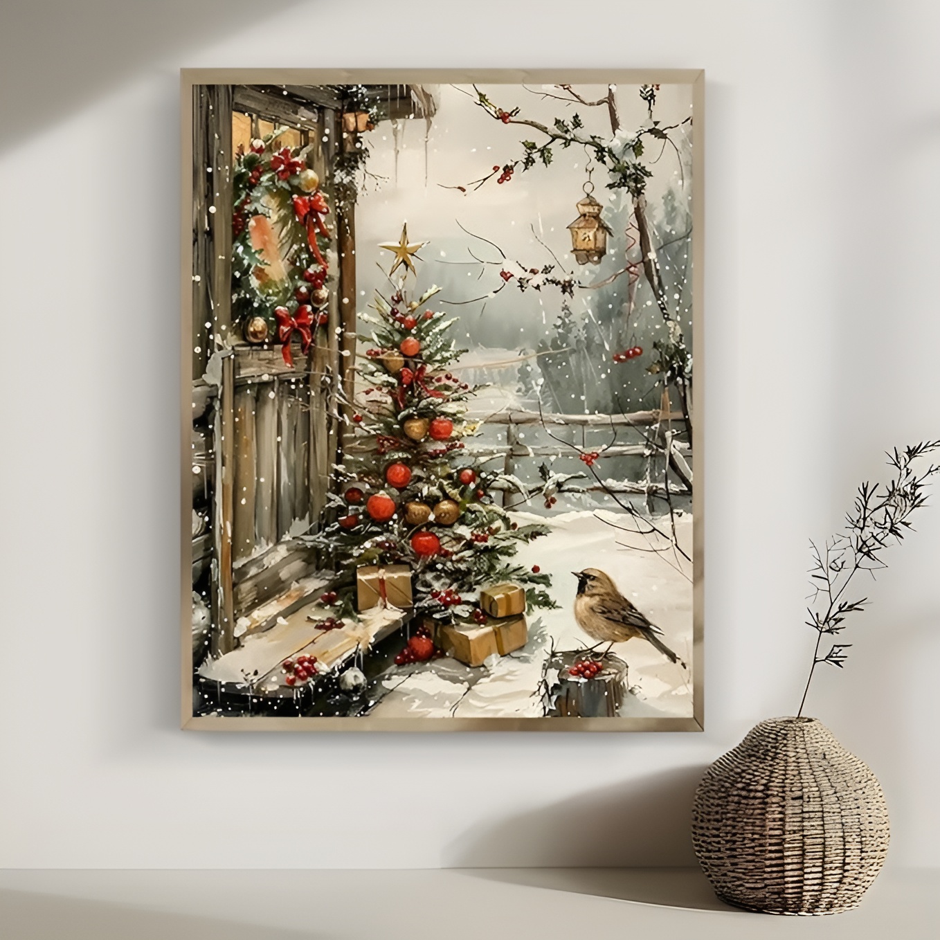Christmas Tree House Bird Diamond Painting Kits for Adults