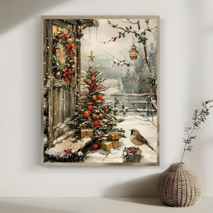 Christmas Tree House Bird Diamond Painting Kits for Adults