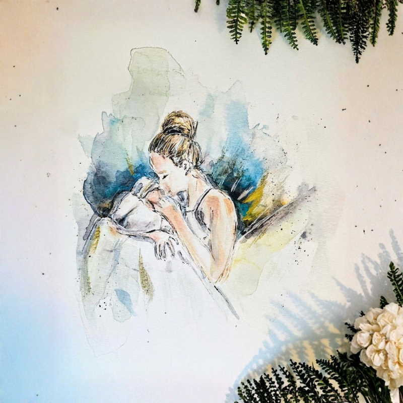 Personalized Mom And Baby Watercolor Print For Valentines Day