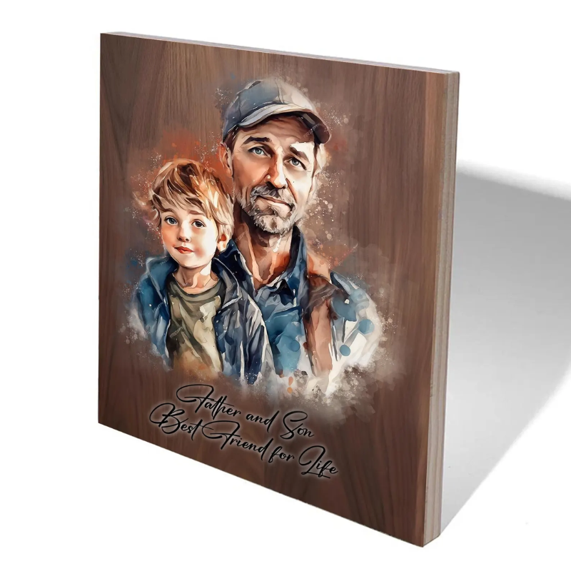 Custom Couple Portrait Wood Wall Art