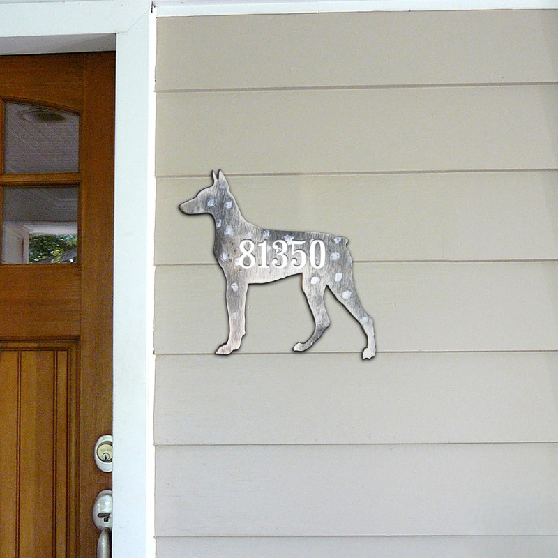 Personalized Dog Silhouette Wooden Address Sign