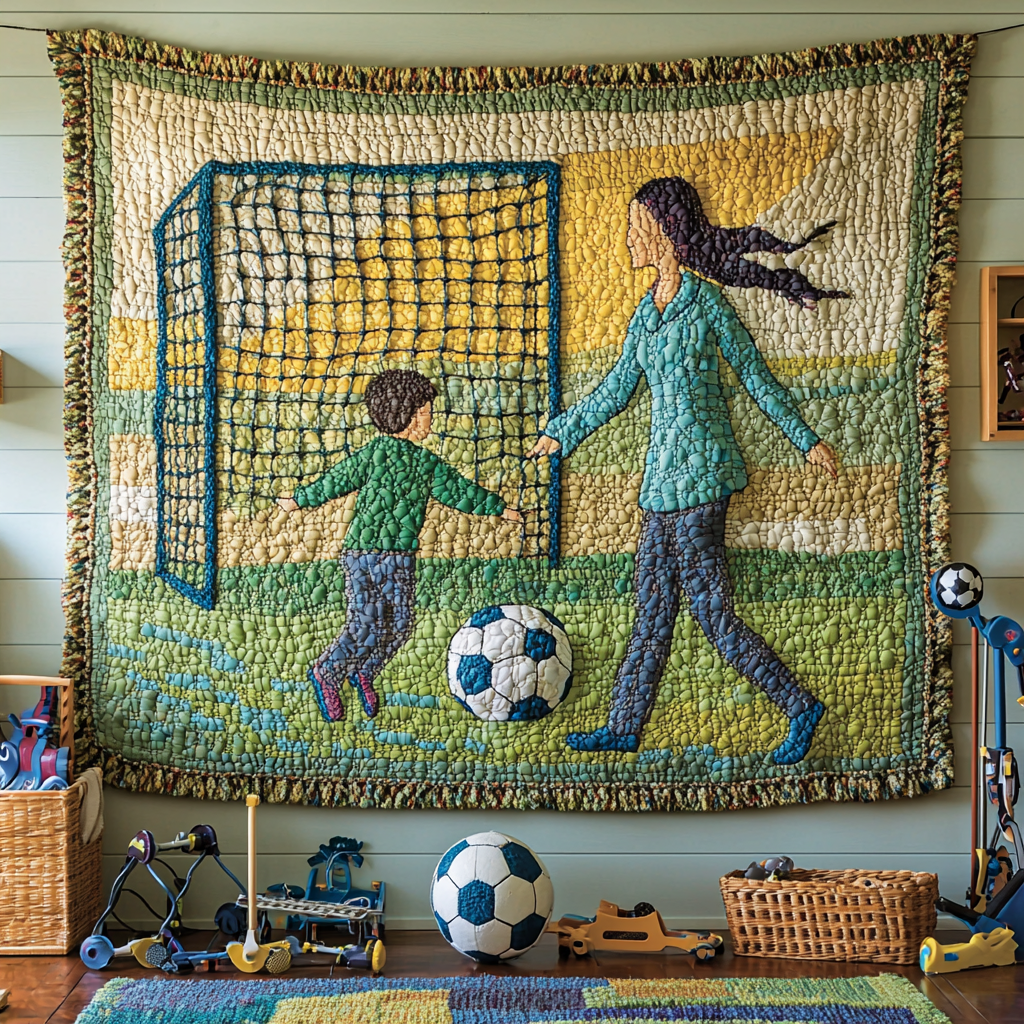 Echoes Of Joy: Mother-Son Soccer Story Tapestry Painting Diamond Kit