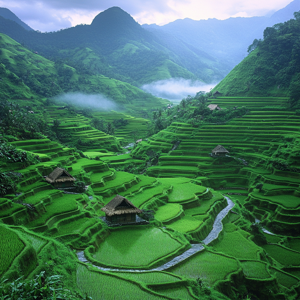 Banaue Ancient Rice Terraces paint by color