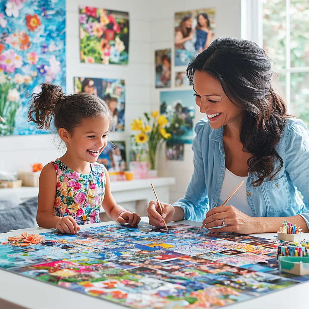 Captured Joy: Building A Family Photo Collage Together Paint By Diamonds Kits