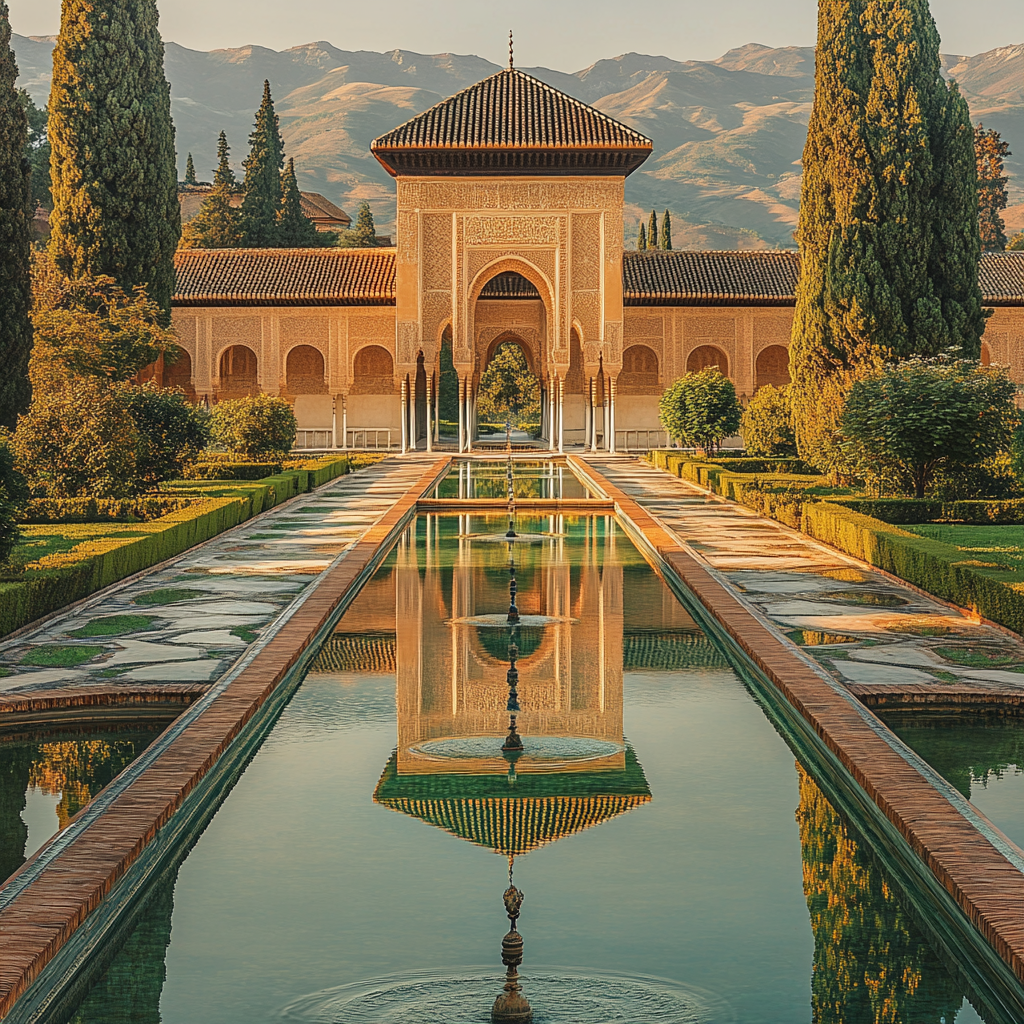 Alhambra Palace Gardens Vista Painting by diamonds kit