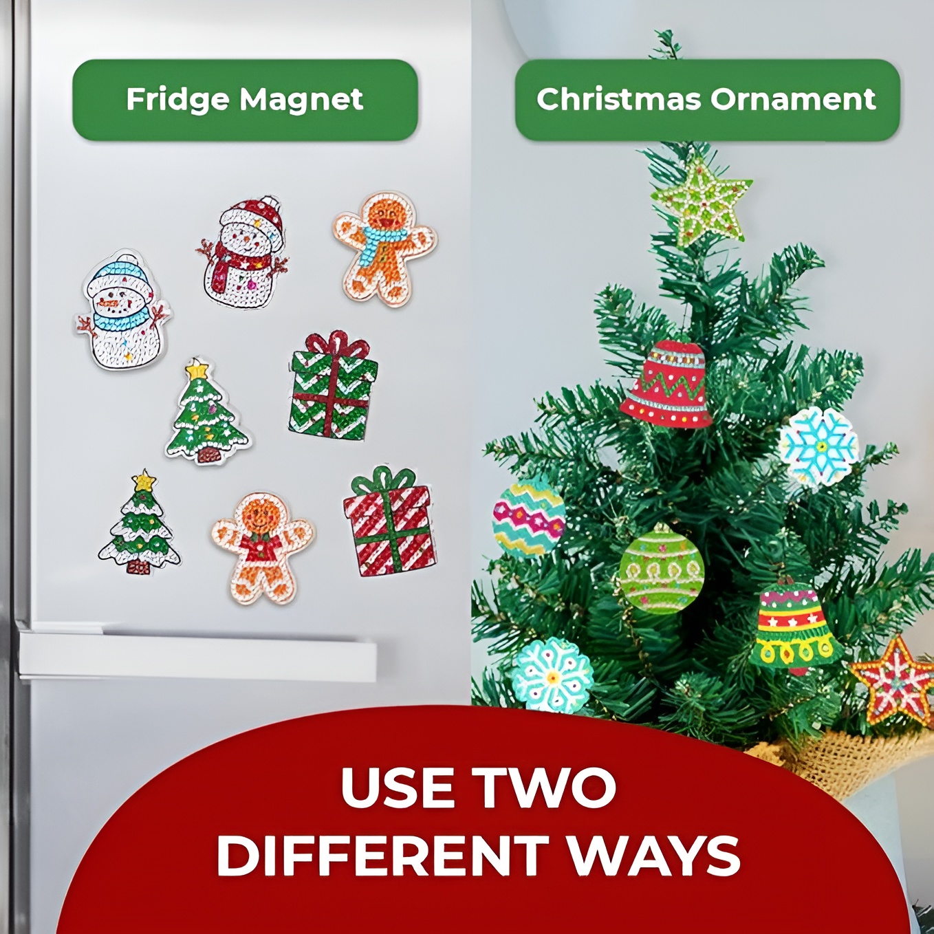 DIY Magnet and Diamond Art Christmas Ornaments for Kids Set